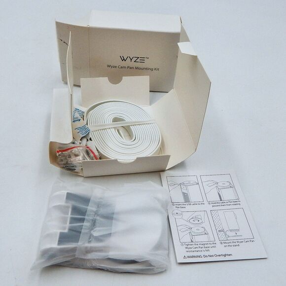 Wyze Cam Pan Mounting Kit 15ft Charging Cable, Bracket, Hardware, Guide - Picture 1 of 3